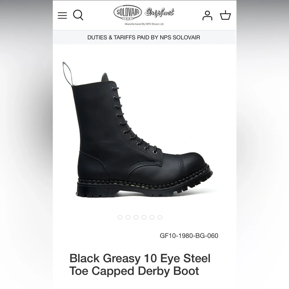 Gripfast Black Greasy 10 Eye Steel Toe Capped Derby Boot